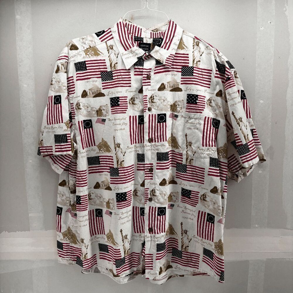 Cotton Traders  Patriotic USA Flag Allover‎ Mount Rushmore July 4th Mens 2XL